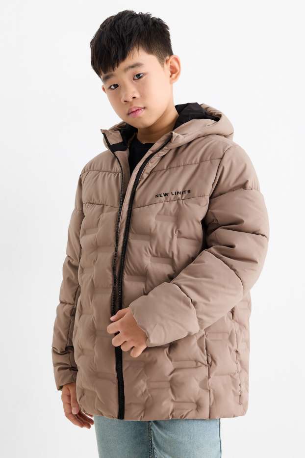 Kinder Buben - Steppjacke mit Kapuze - hellbraun