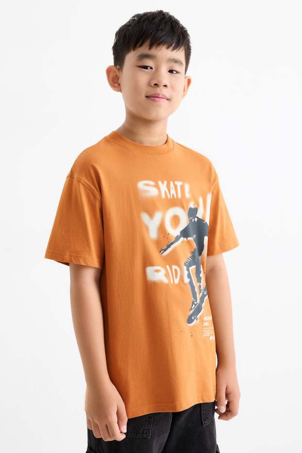 Kinderen: jongens - Skater - T-shirt - donker oranje