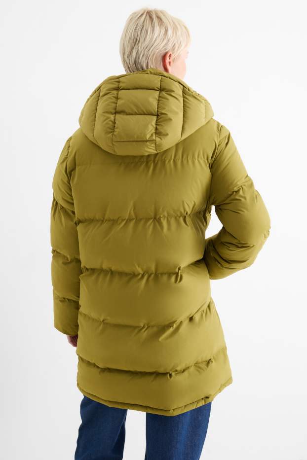 Dames - Mantel met stiksels en capuchon - waterafstotend - groen