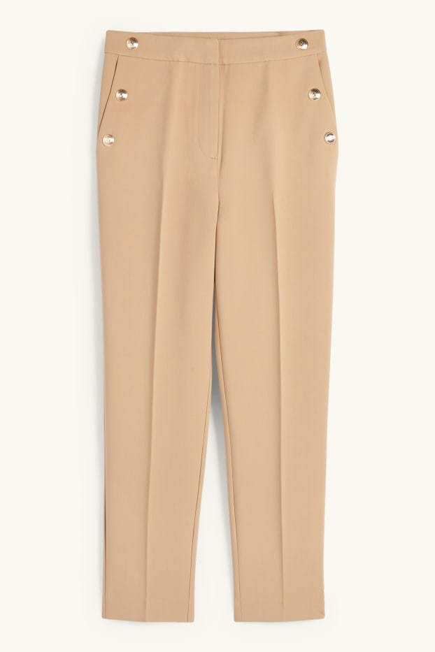 Dames - Pantalon - high waist - tapered fit - beige