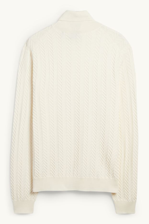 Herren - Rollkragenpullover - strukturiert - cremeweiss