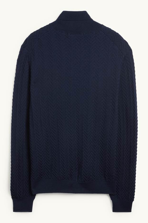 Herren - Rollkragenpullover - strukturiert - dunkelblau
