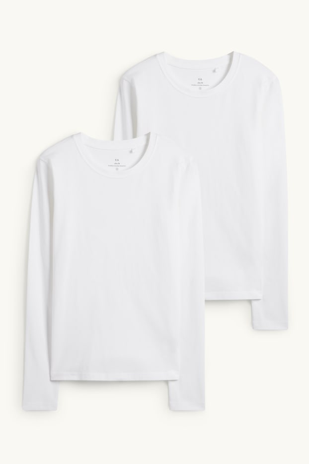 Femmes - Lot de 2 - haut à manches longues - slim fit - blanc