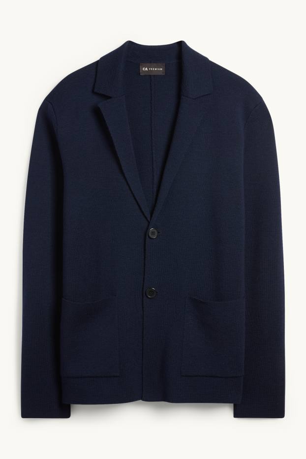 Herren - Feinstrick-Sakko - Regular Fit - dunkelblau