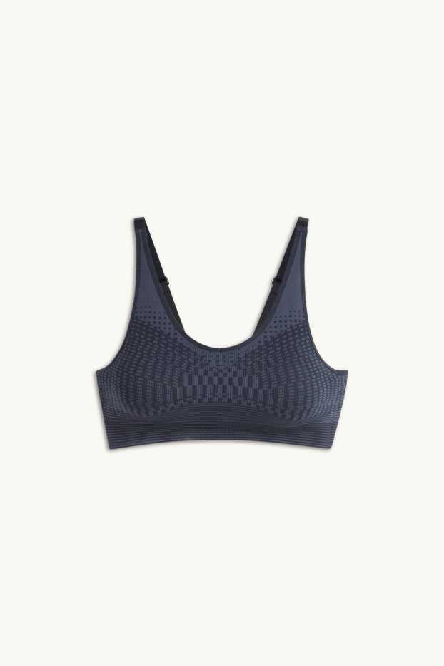 Donna - Reggiseno sportivo - imbottito - senza cuciture - fantasia - blu scuro