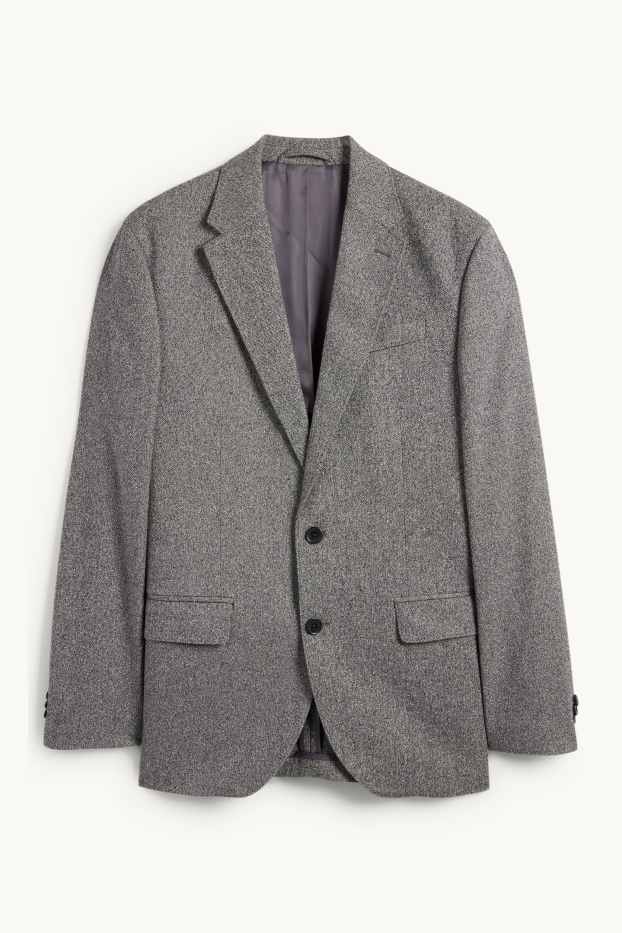 Pánské - Oblekové sako - regular fit - stretch - strukturované - šedá-žíhaná