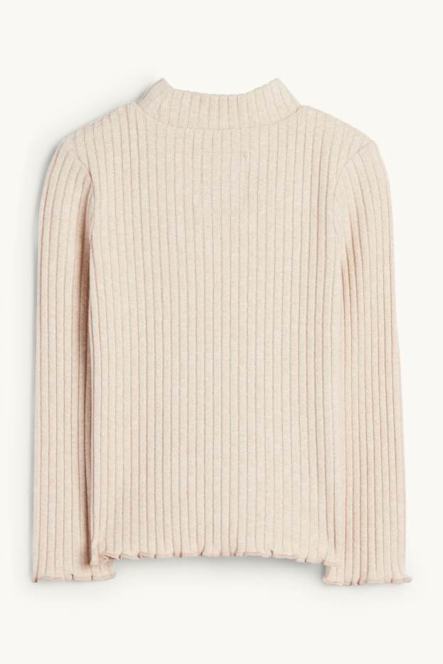 Kinderen: meisjes - Hello Kitty - longsleeve - geribd - licht beige