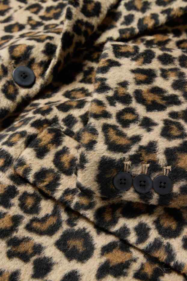 Dona - Americana llarga - relaxed fit - estampat de lleopard - negre/beix