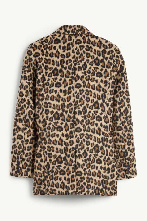 Dona - Americana llarga - relaxed fit - estampat de lleopard - negre/beix