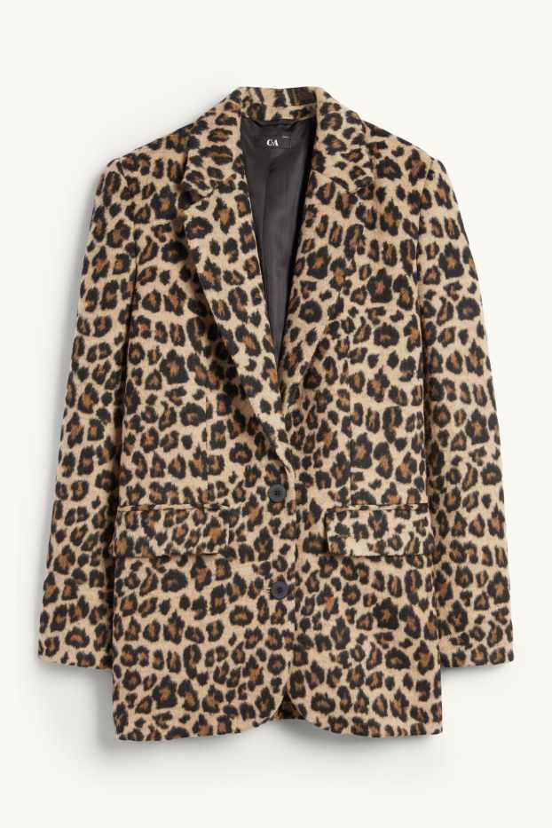 Dona - Americana llarga - relaxed fit - estampat de lleopard - negre/beix