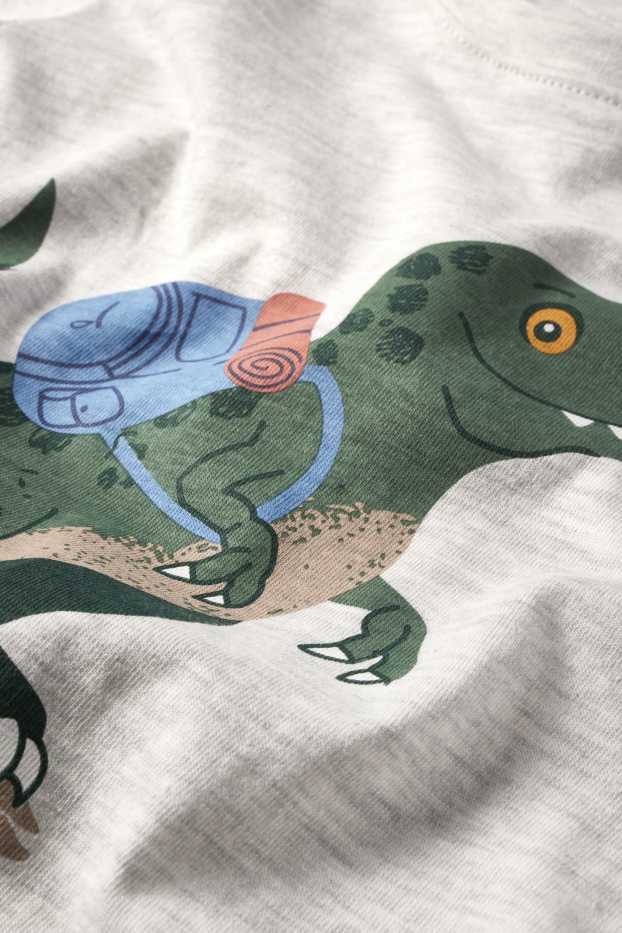 Bambini - Motivo dinosauri - set - maglia a maniche lunghe e camicia di flanella - 2 pezzi - verde