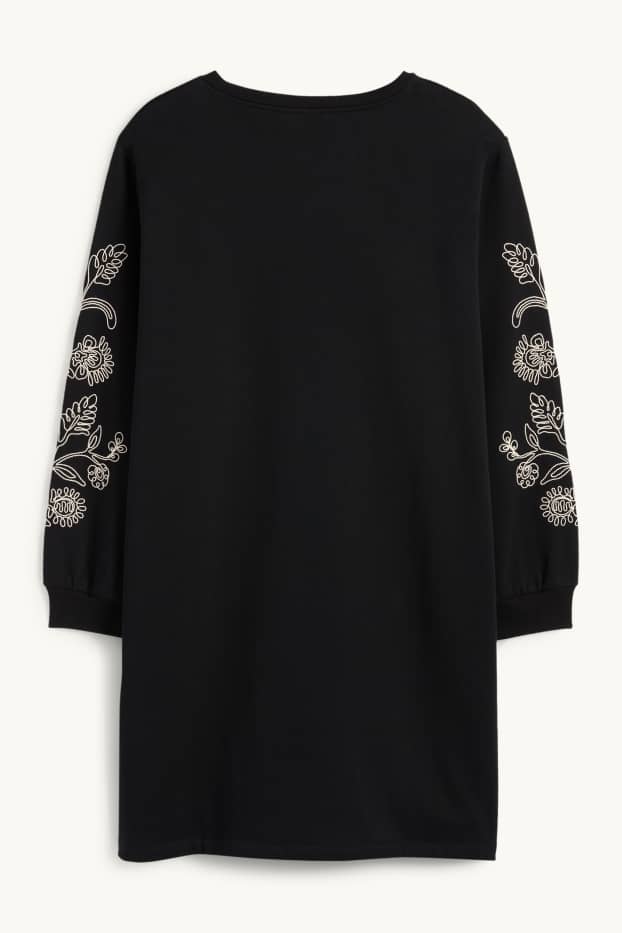 Women - Sweatshirt dress - straight fit - black
