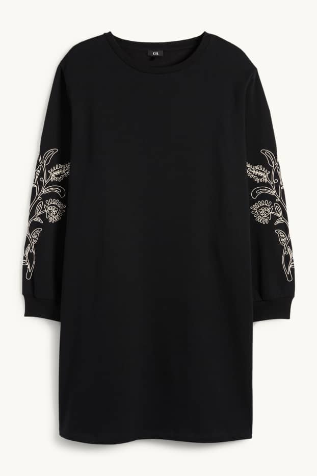 Women - Sweatshirt dress - straight fit - black