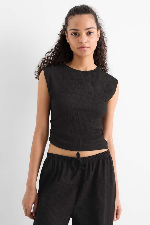 Femmes - Haut court - finition texturée - noir