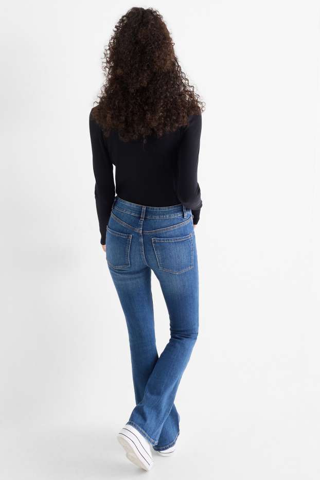 Damen - Flared Jeans - Mid Waist - jeansblau