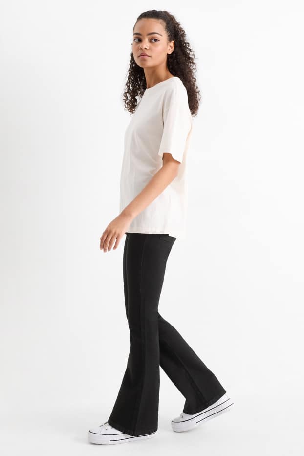 Damen - Flared Jeans - Mid Waist - dunkeljeansgrau