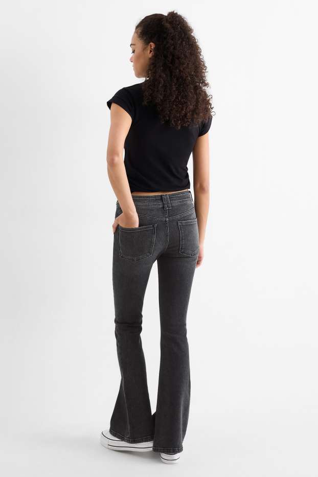 Damen - Flared Jeans - Mid Waist - jeansgrau