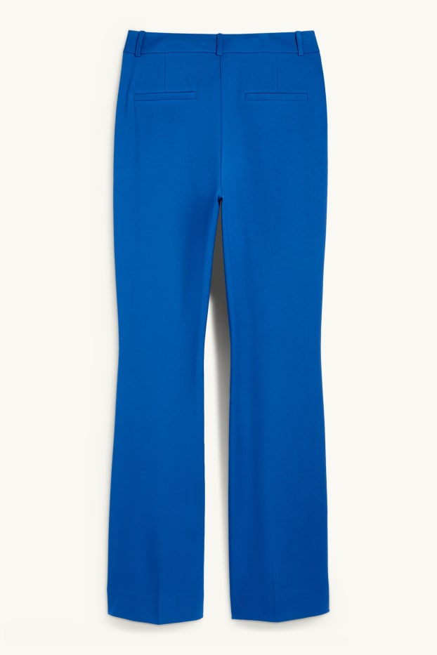 Women - Business trousers - high waist - relaxed fit - textured - blue