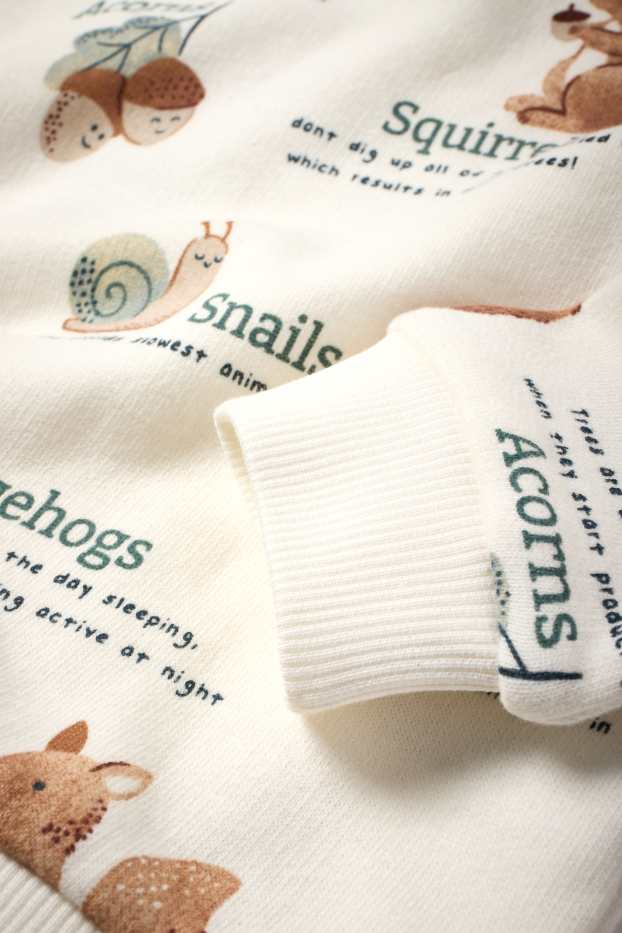 Bébés garçons - Animaux de la forêt - sweat bébé - blanc crème