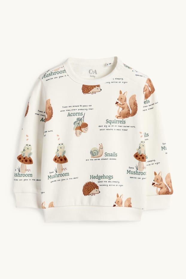 Bébés garçons - Animaux de la forêt - sweat bébé - blanc crème