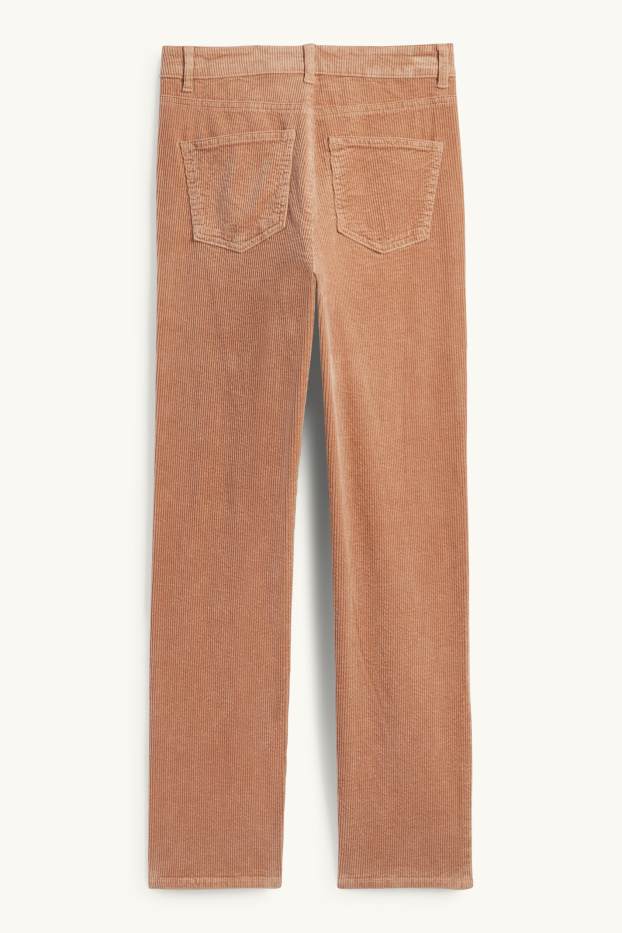 Dona - Pantalons de pana - high waist - straight fit - LYCRA® - marró clar