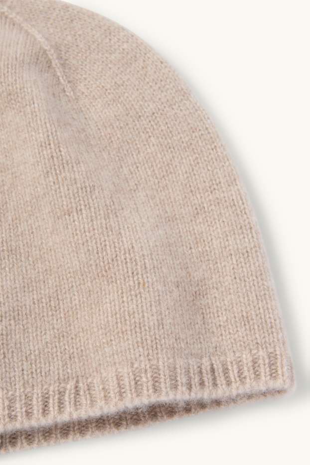 Dámské - Kašmírová čepice beanie - světle béžová