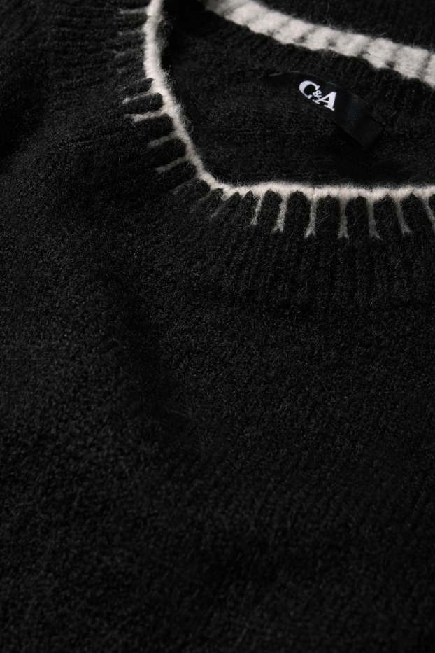 Women - Knitted dress - straight fit - black