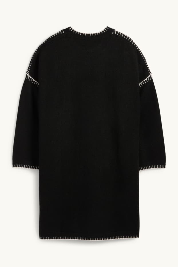 Women - Knitted dress - straight fit - black