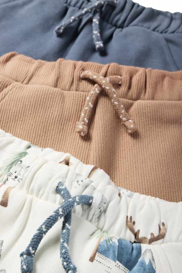 Bébés garçons - Lot de 3 - animaux de la forêt - pantalon de jogging bébé - bleu