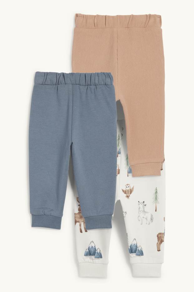 Bébés garçons - Lot de 3 - animaux de la forêt - pantalon de jogging bébé - bleu