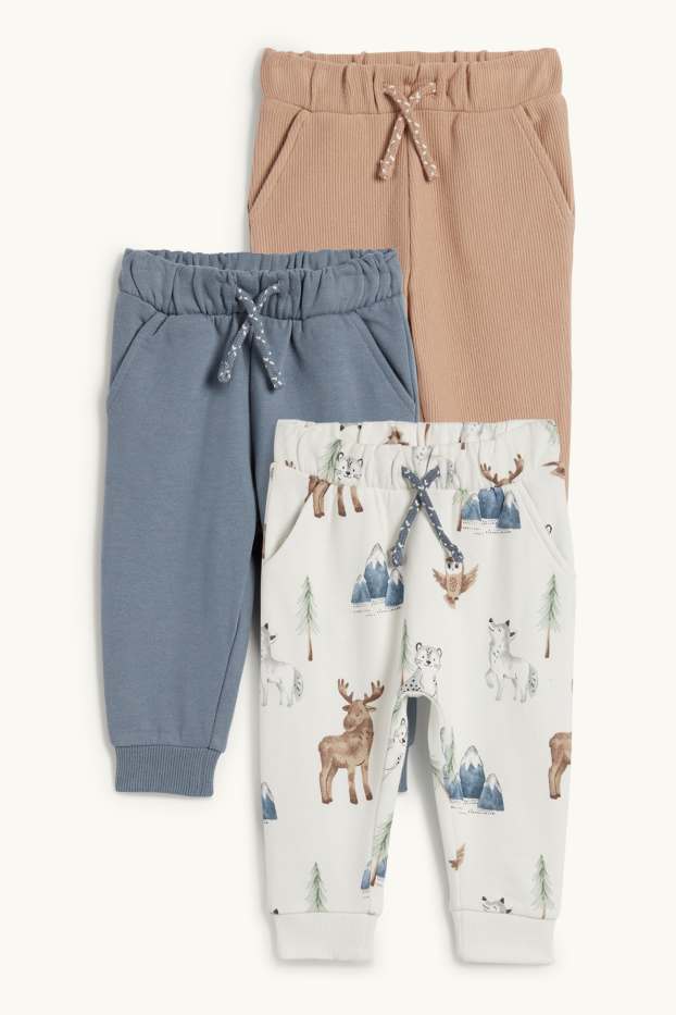 Bébés garçons - Lot de 3 - animaux de la forêt - pantalon de jogging bébé - bleu