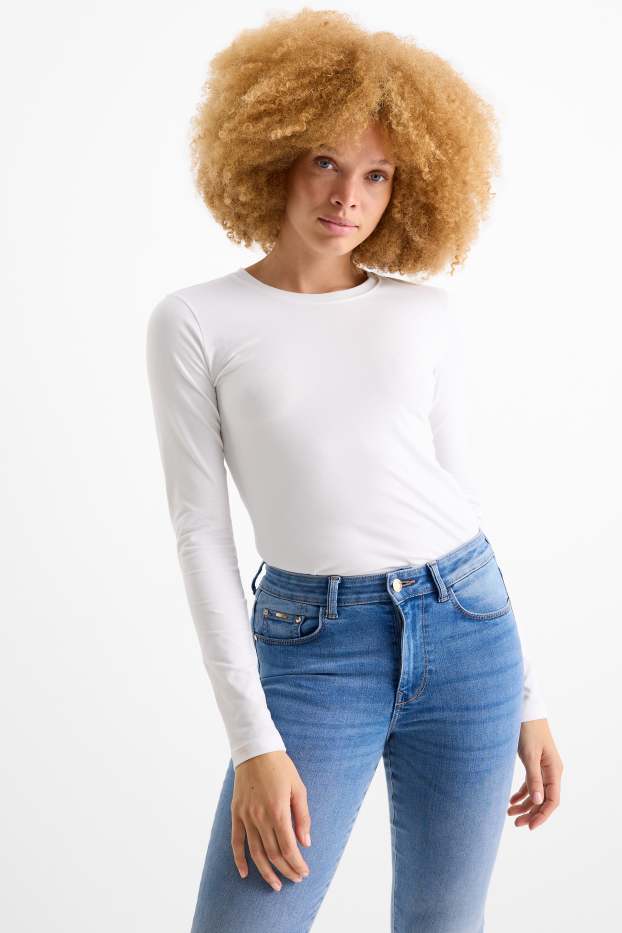 Femmes - Lot de 2 - haut à manches longues - slim fit - blanc