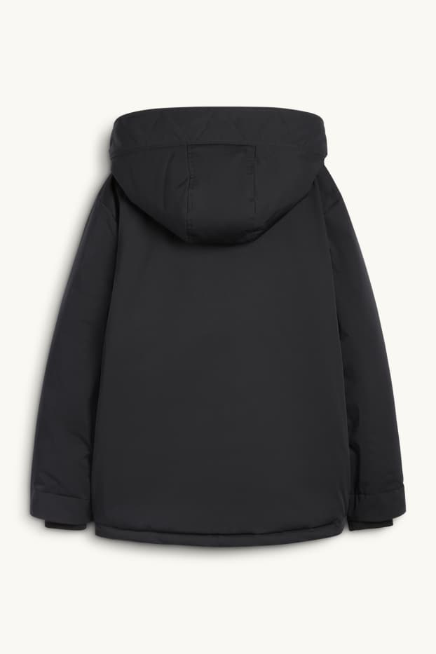 Damen - Jacke mit Kapuze - gefüttert - wasserabweisend - schwarz