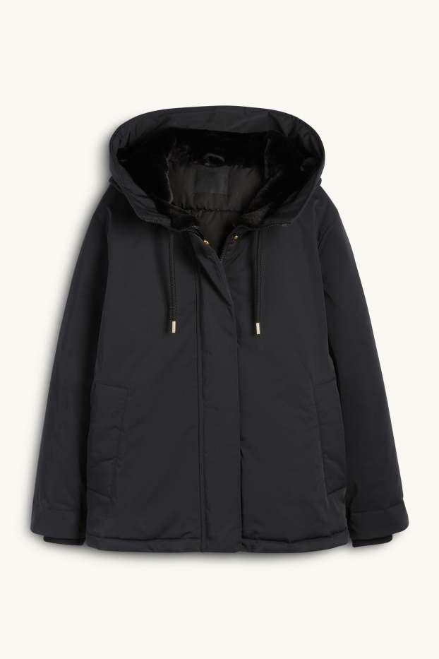 Damen - Jacke mit Kapuze - gefüttert - wasserabweisend - schwarz