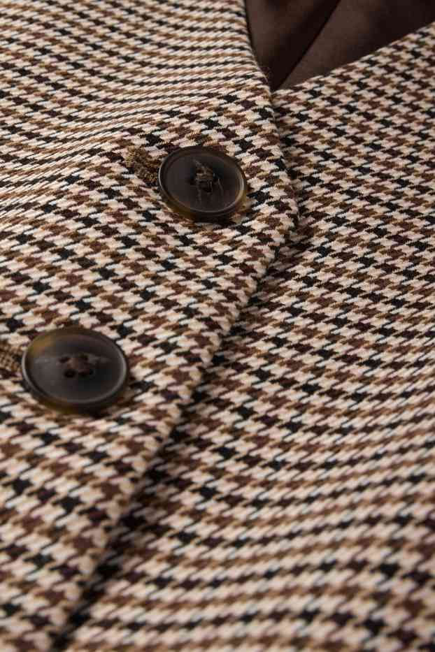 Femei - Vestă office - regular fit - în carouri - maro