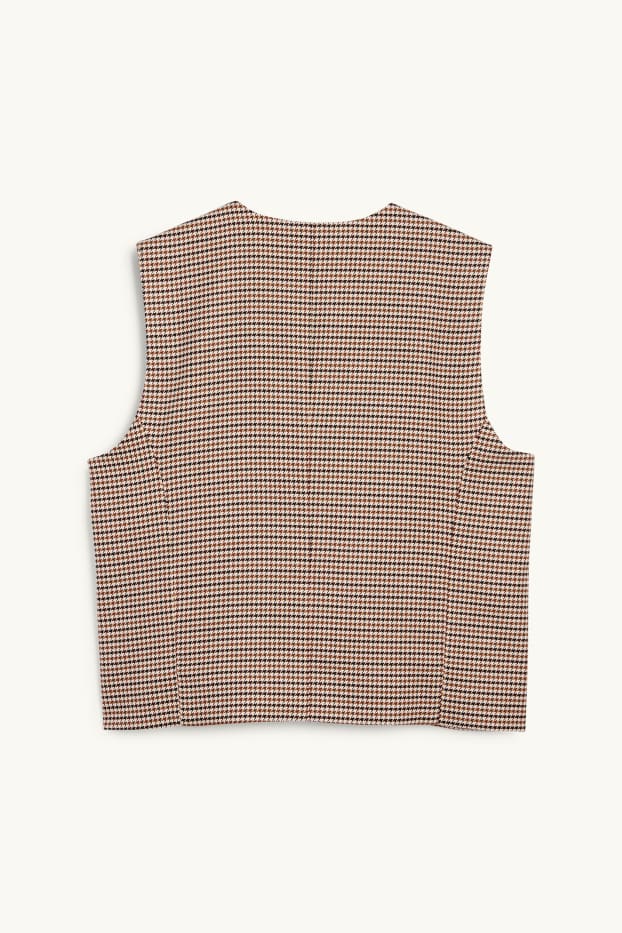 Femei - Vestă office - regular fit - în carouri - maro