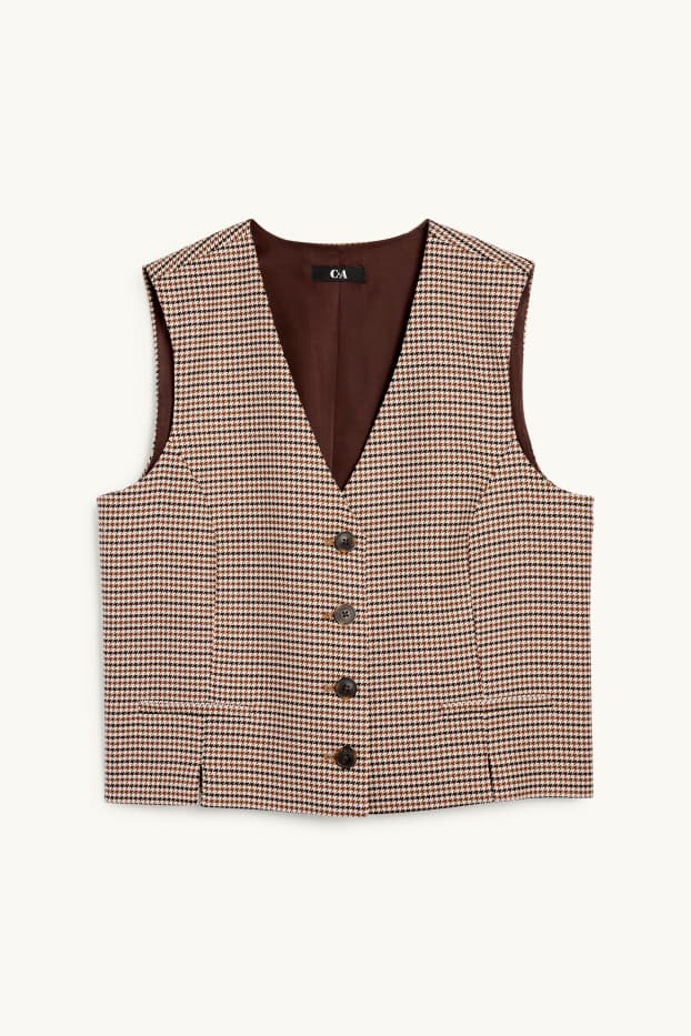 Femei - Vestă office - regular fit - în carouri - maro