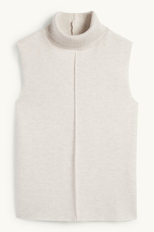 Femmes - Haut à col roulé - beige clair