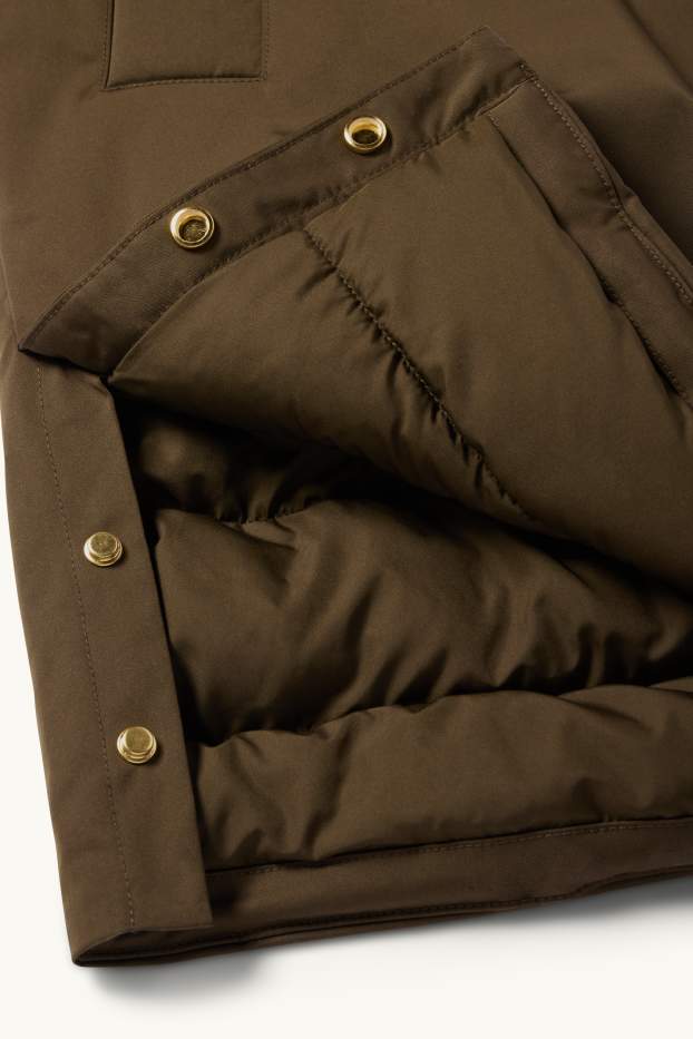Women - Coat with hood - lined - water-repellent - khaki