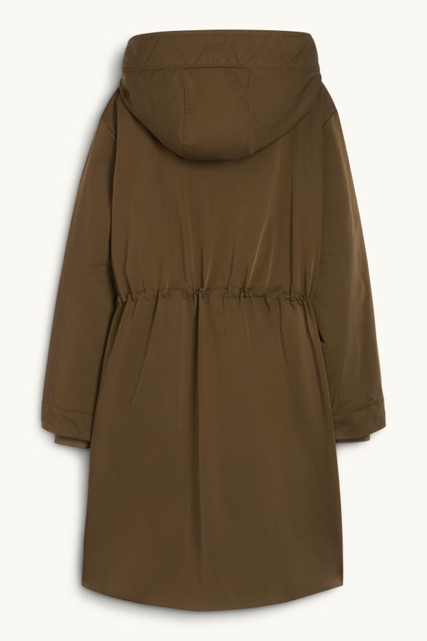 Women - Coat with hood - lined - water-repellent - khaki