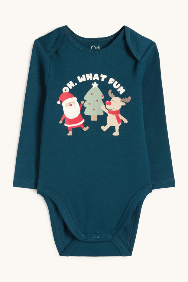 Unisex - Motiv Santa Clause a soba - vánoční body pro miminka - petrolejová