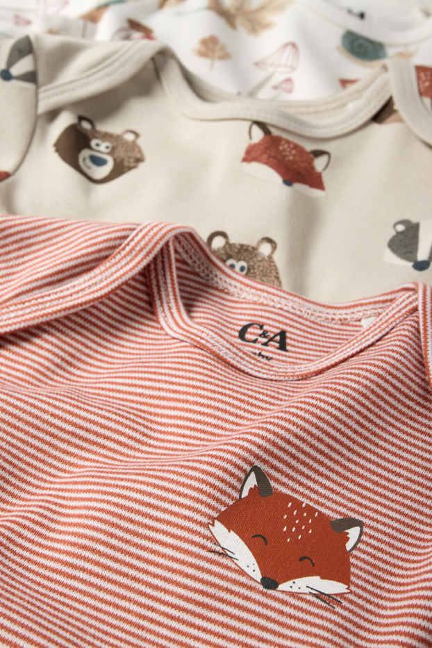 Unisexe - Lot de 3 - forêt et animaux sauvages - body bébé - beige