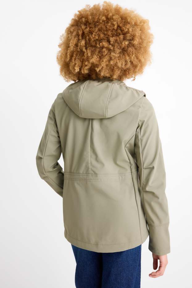 Donna - Giacca soft shell con cappuccio - idrorepellente - 4 Way Stretch - verde chiaro