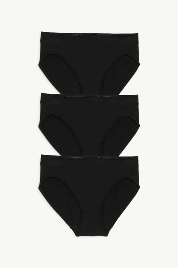 Donna - Confezione da 3 - slip - senza cuciture - nero