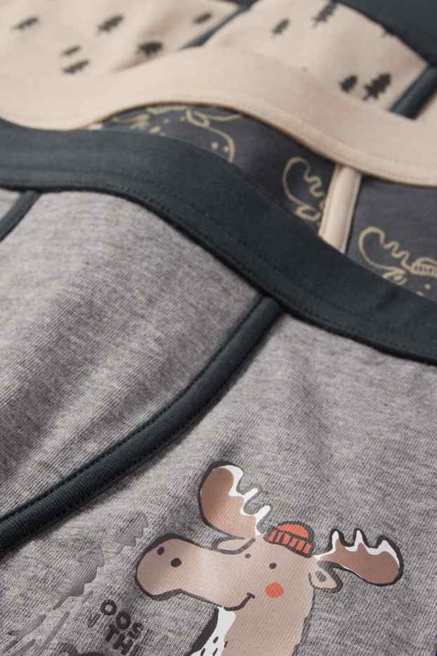 Enfants garçons - Lot de 3 - élan - caleçons - gris foncé