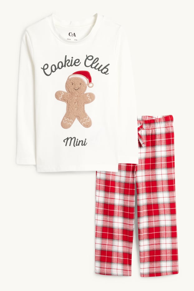Children Girls - Mini Me - gingerbread man - children's Christmas pyjamas - 2 piece - white