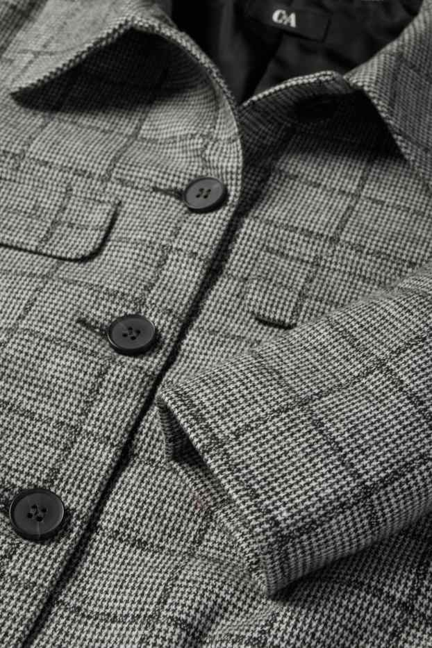 Femmes - Blazer court - à carreaux - gris