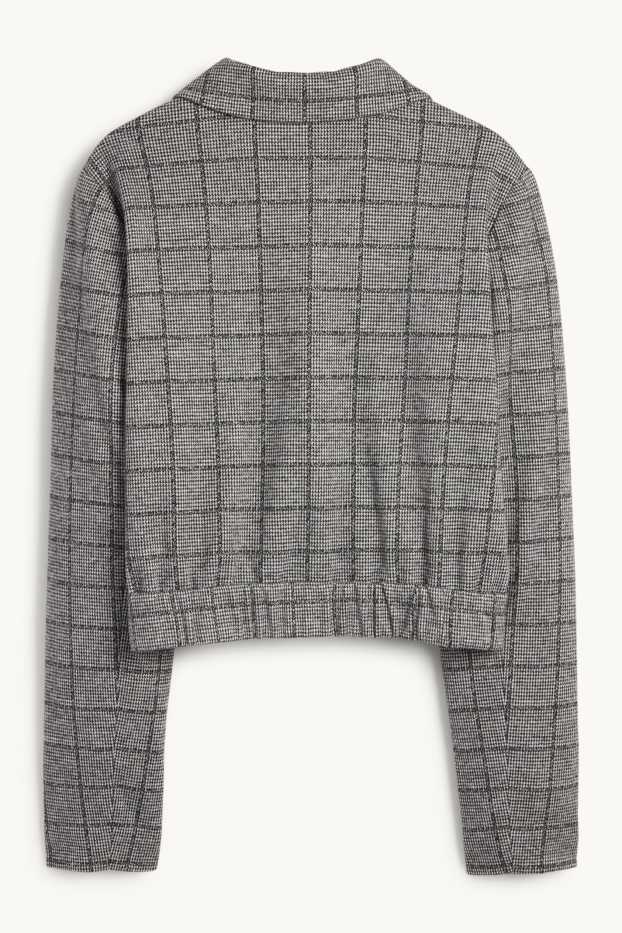 Femmes - Blazer court - à carreaux - gris