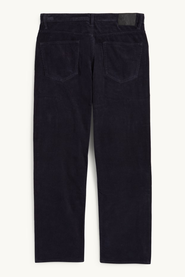 Bărbați - Pantaloni din catifea reiată - relaxed fit - albastru închis