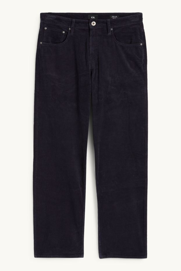 Bărbați - Pantaloni din catifea reiată - relaxed fit - albastru închis
